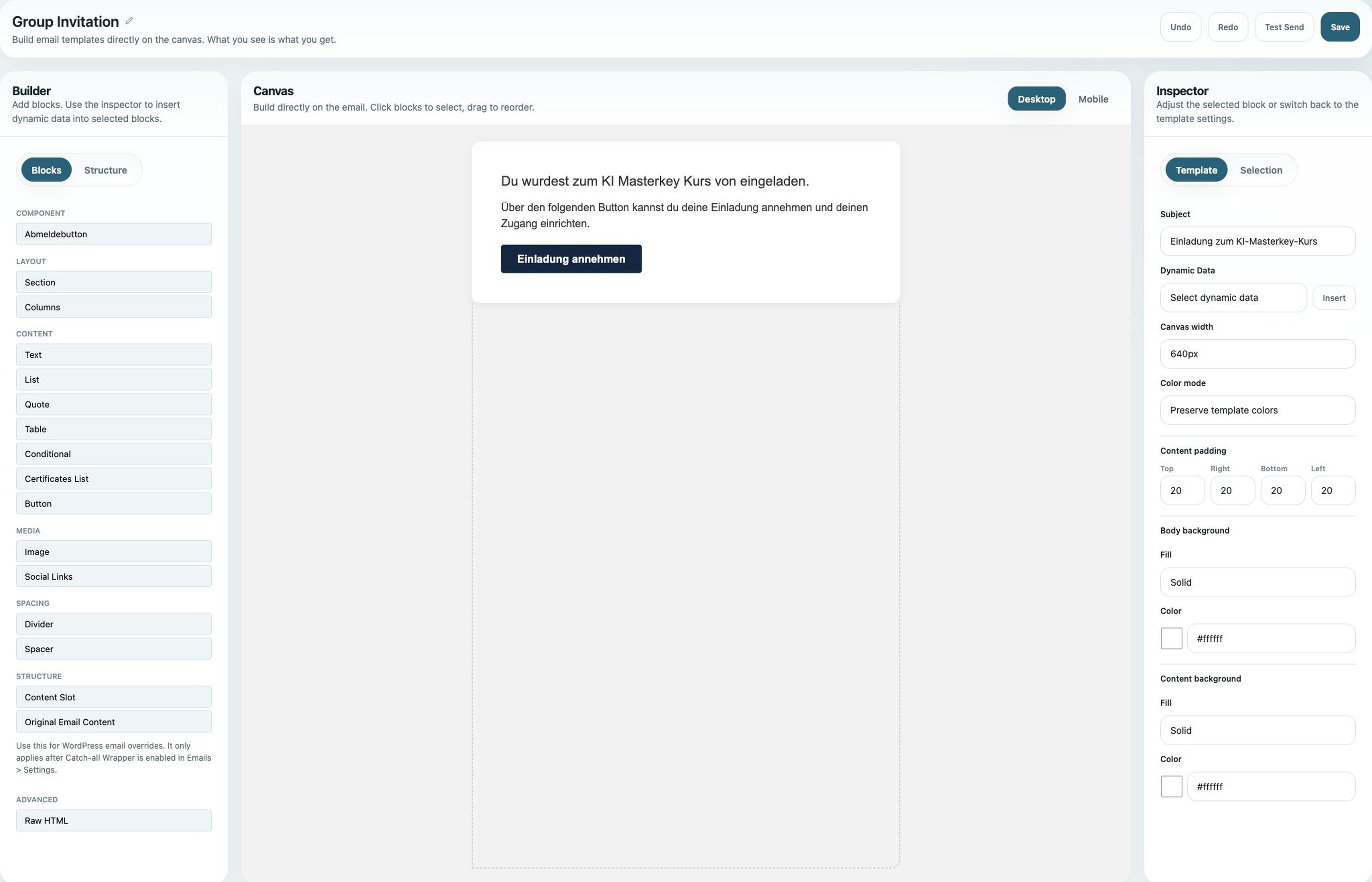Designed in a visual email designer - Built in Bricks screenshot