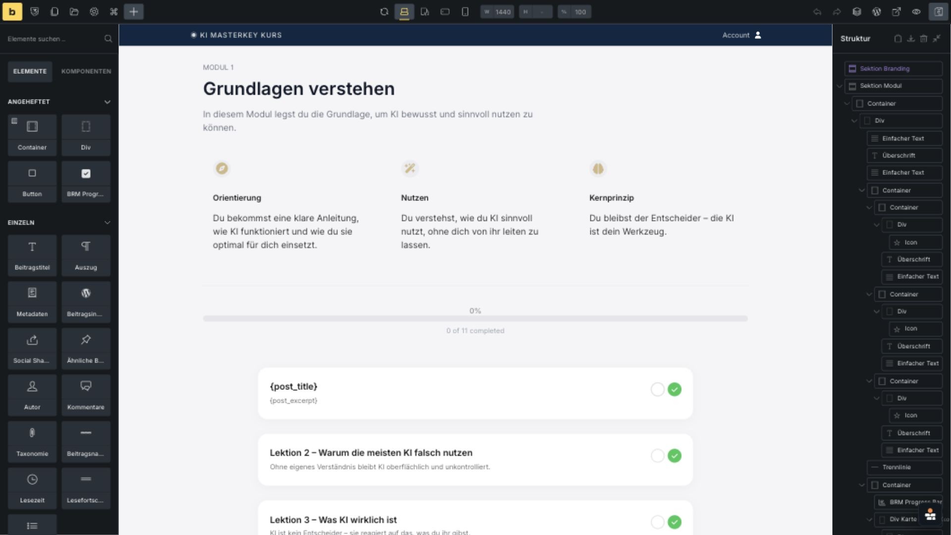 The module page, built in Bricks - Built in Bricks screenshot