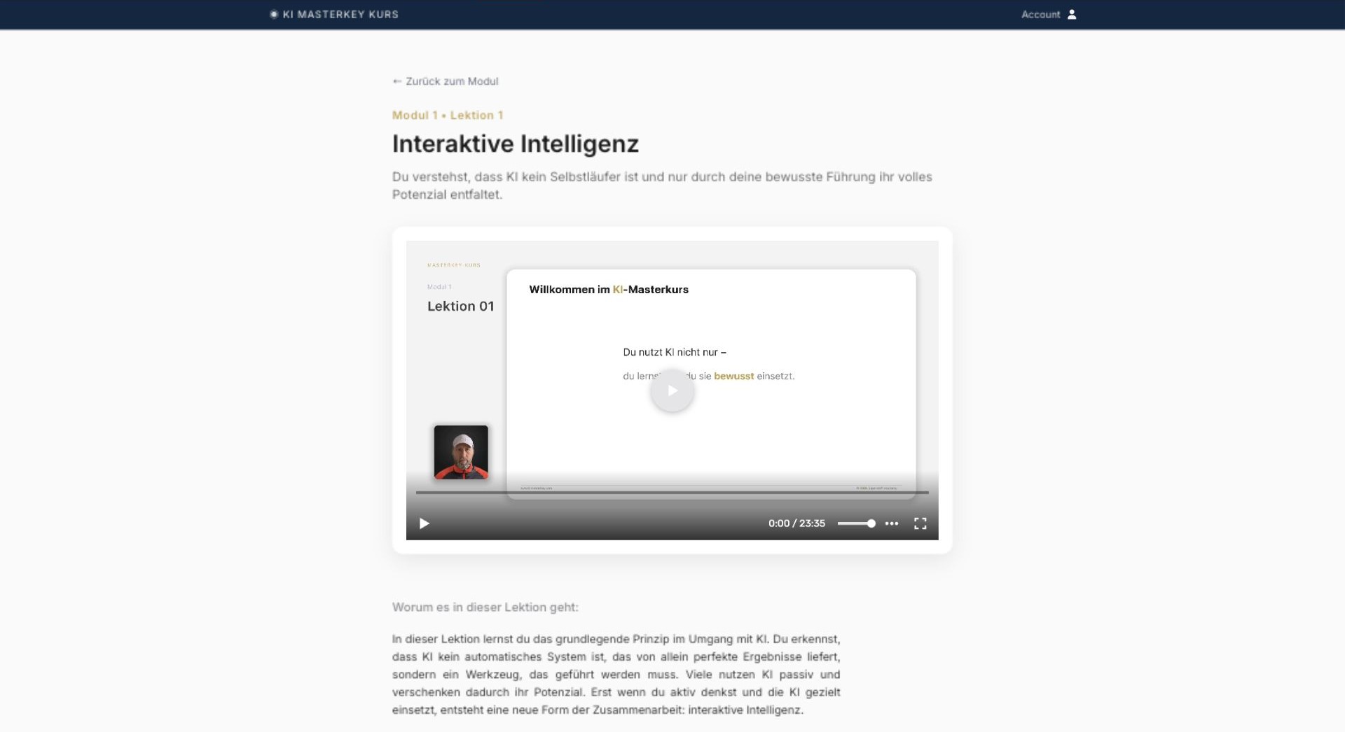 Lesson completion is a native element - Front-end screenshot