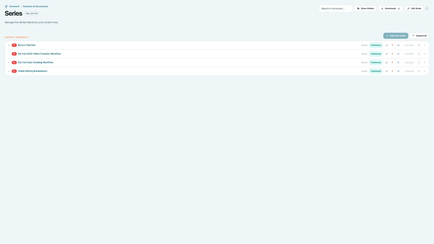 BricksMembers Series structure admin view