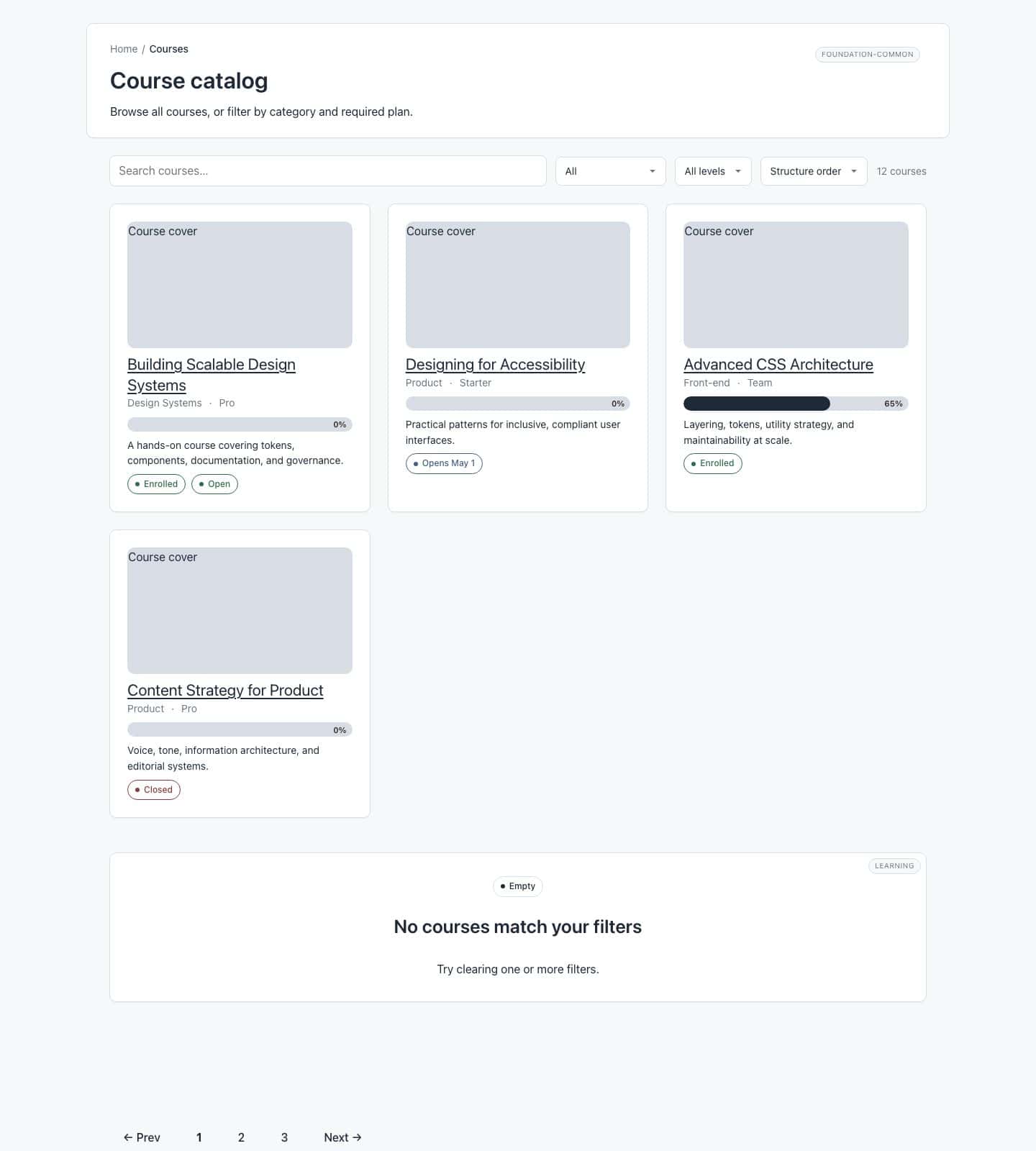 Course catalog