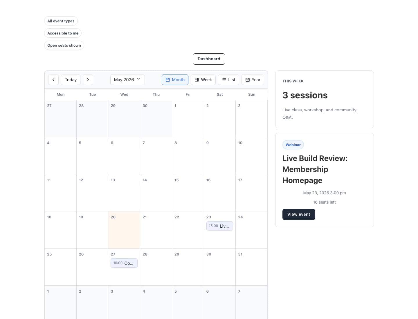 Events Calendar Hub