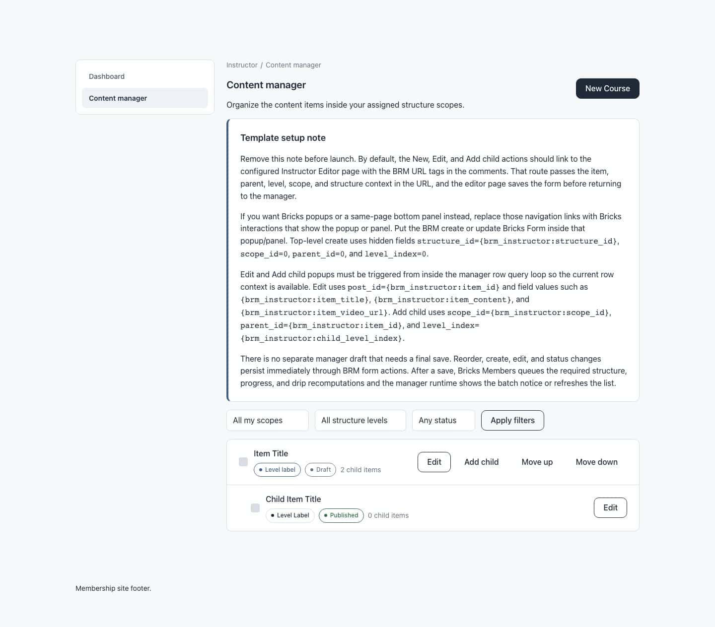Instructor content manager