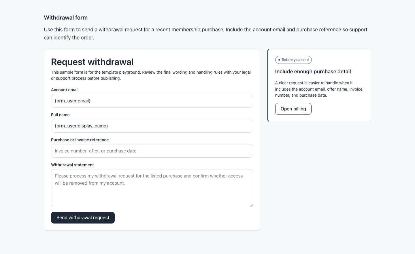 Withdrawal Form