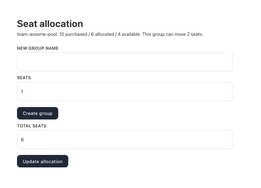 Group Seat Allocation Panel