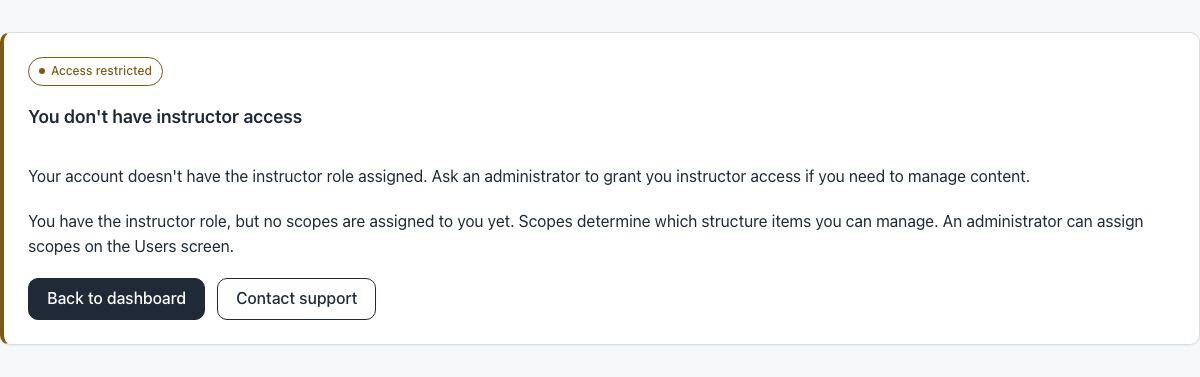 Instructor Unauthorized / No Scopes